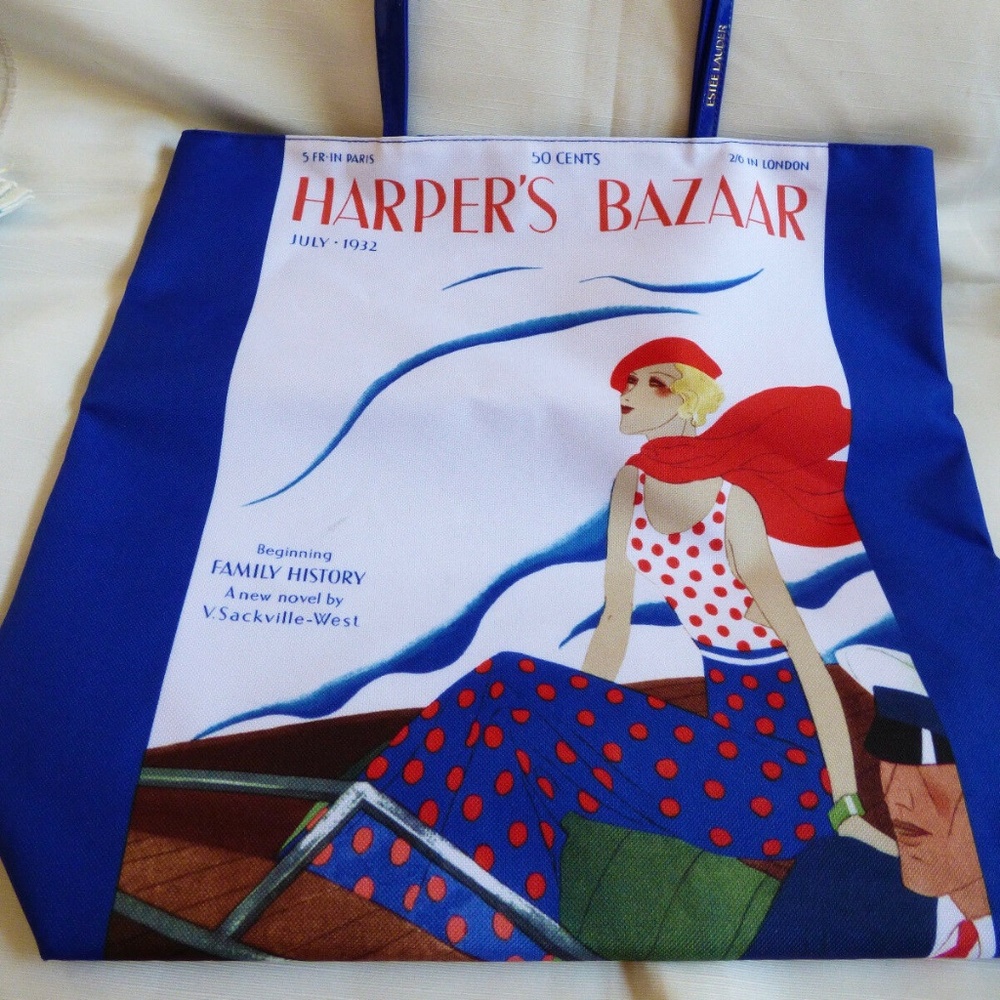Estee Lauder Harper's Bazaar Magazine Tote Shopping Bag Retro